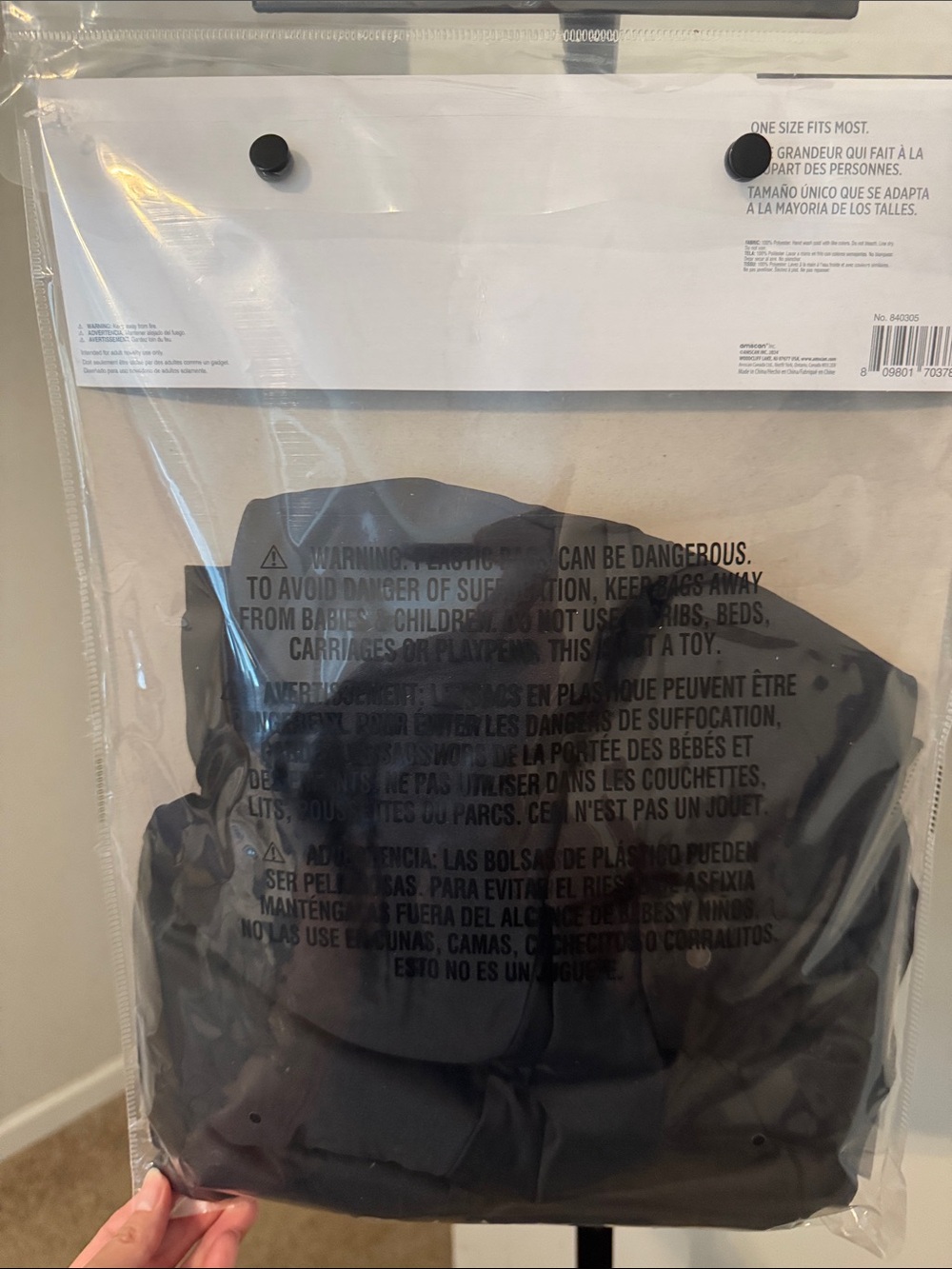 Hooded Cape. Black. New In Bag. One size fits most. - Picture 2 of 3
